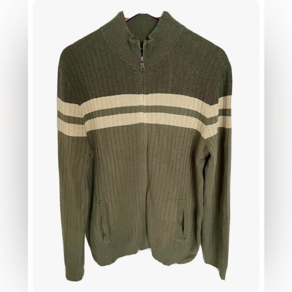 AlfaniMen's Regular- Fit Color Blocked Stripe Full-Zip Cardigan. Sz. XL. NWT.